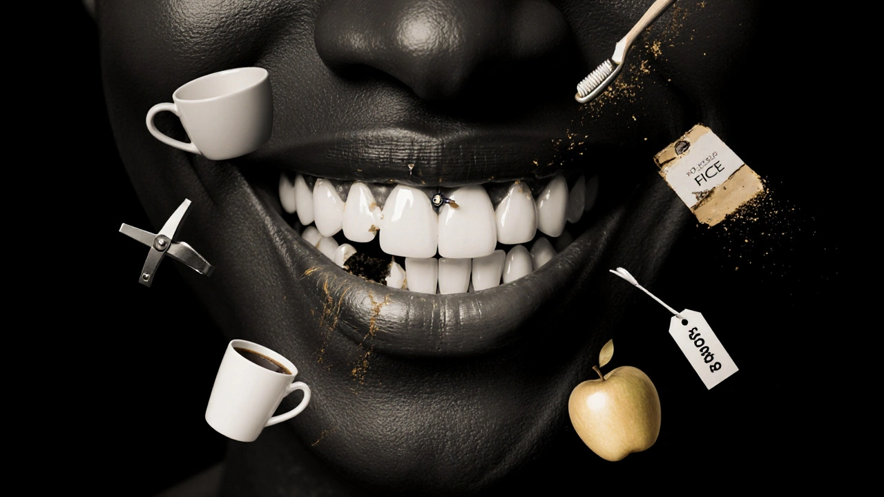 Hodiny v úsměvu ukazují, jak fazety během let klesají a odhalují původní zuby.