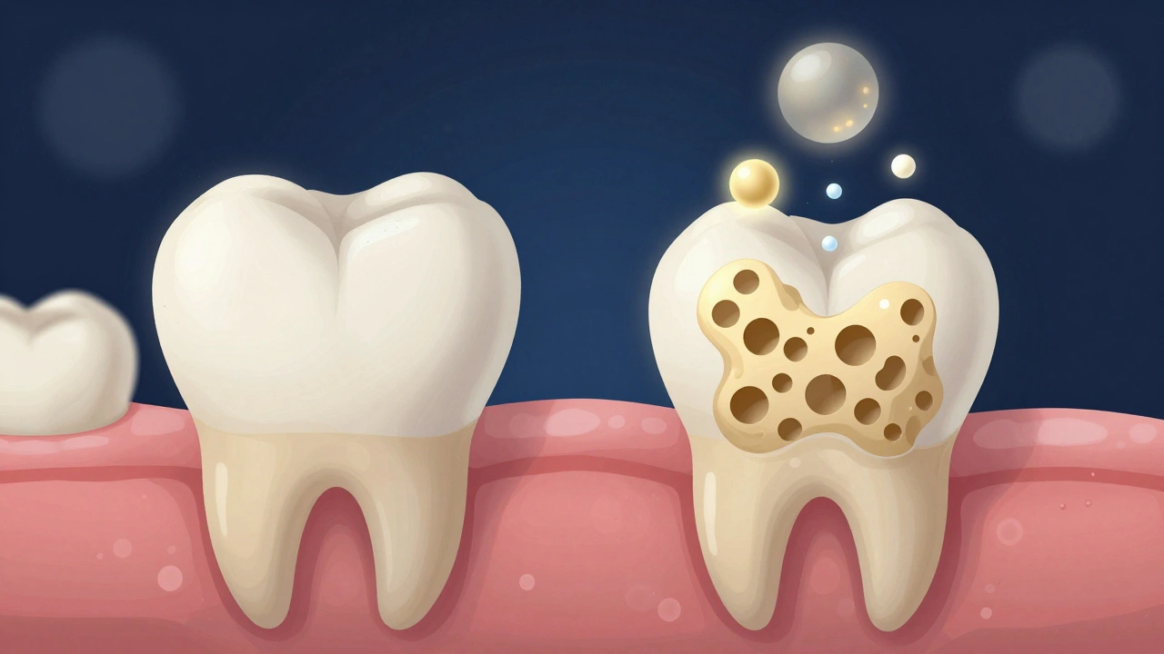 Mikroskopický pohled na remineralizaci zubní sklovinky fluoridem