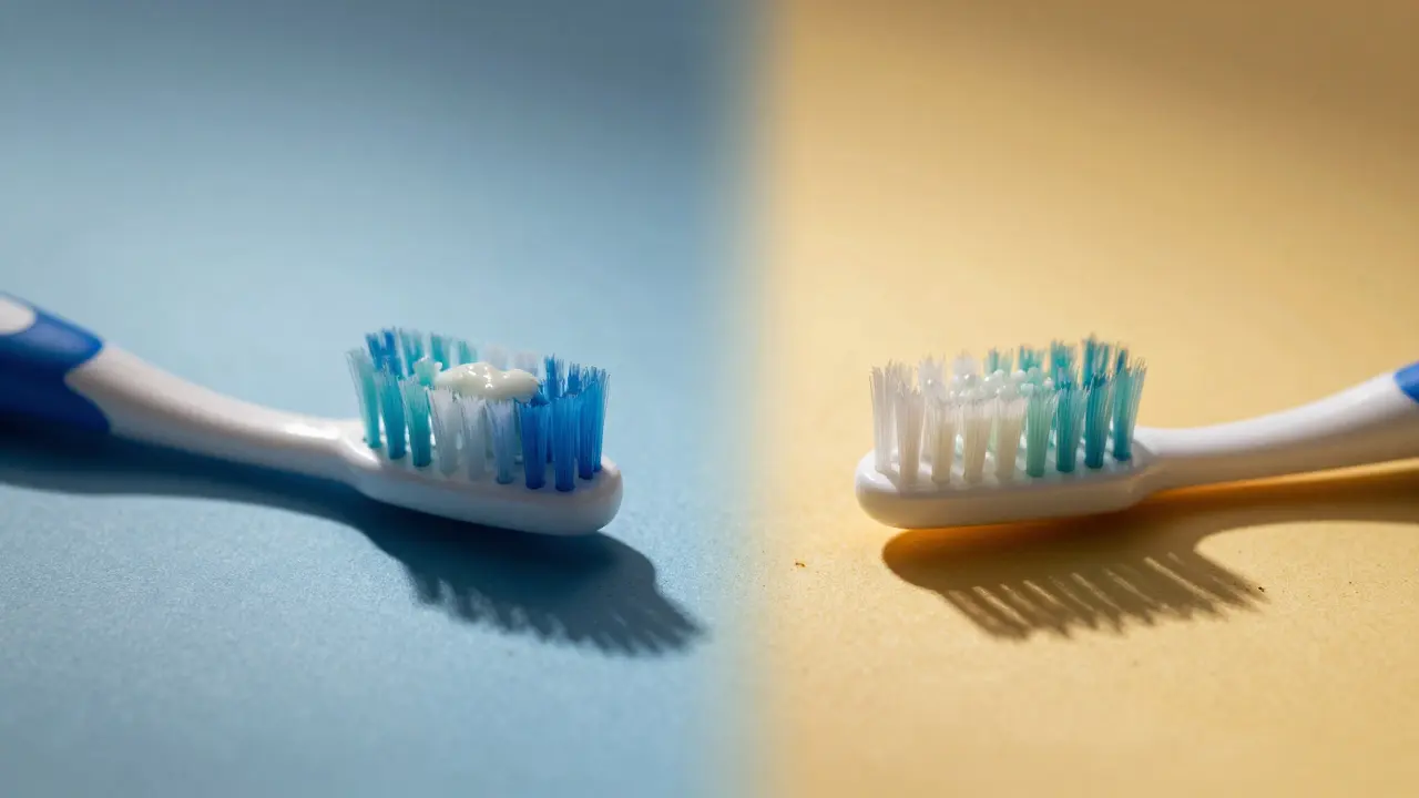 Porovnání běžného a Curaprox kartáčku při odstraňování plaku.