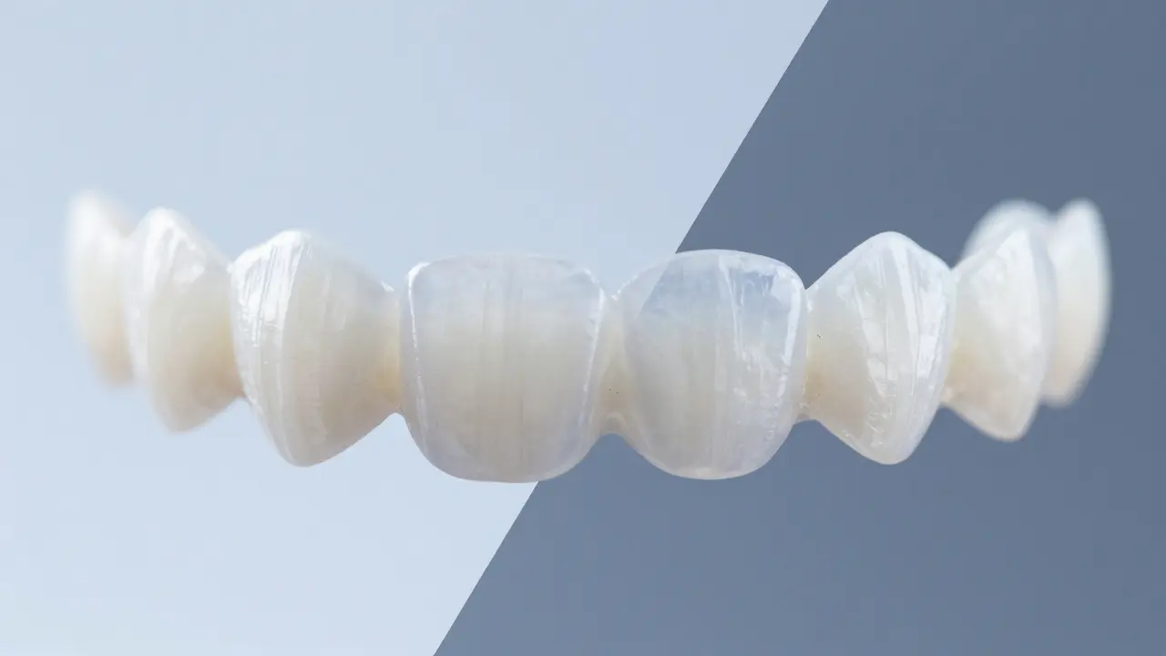 Srovnání umělého plastového úsměvu a kvalitní přirozené fasety.