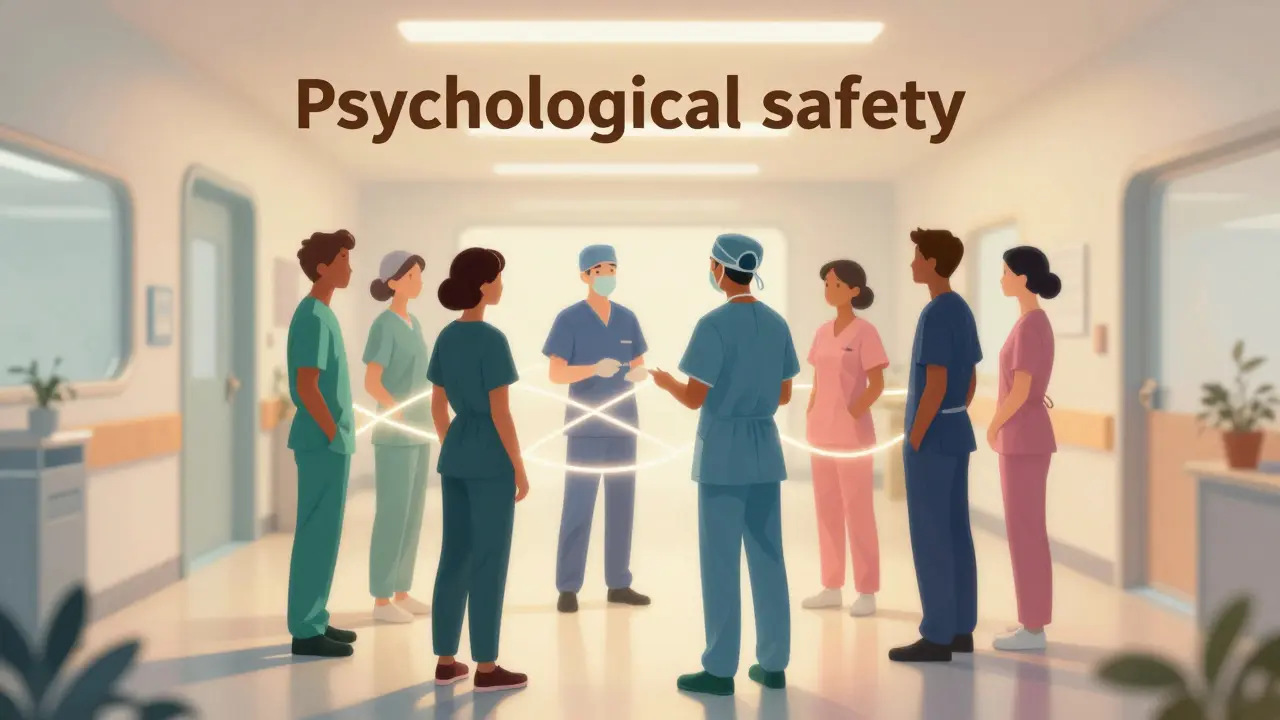 Tým chirurgů v otevřené a podporující diskusi v nemocniční ch হবে.