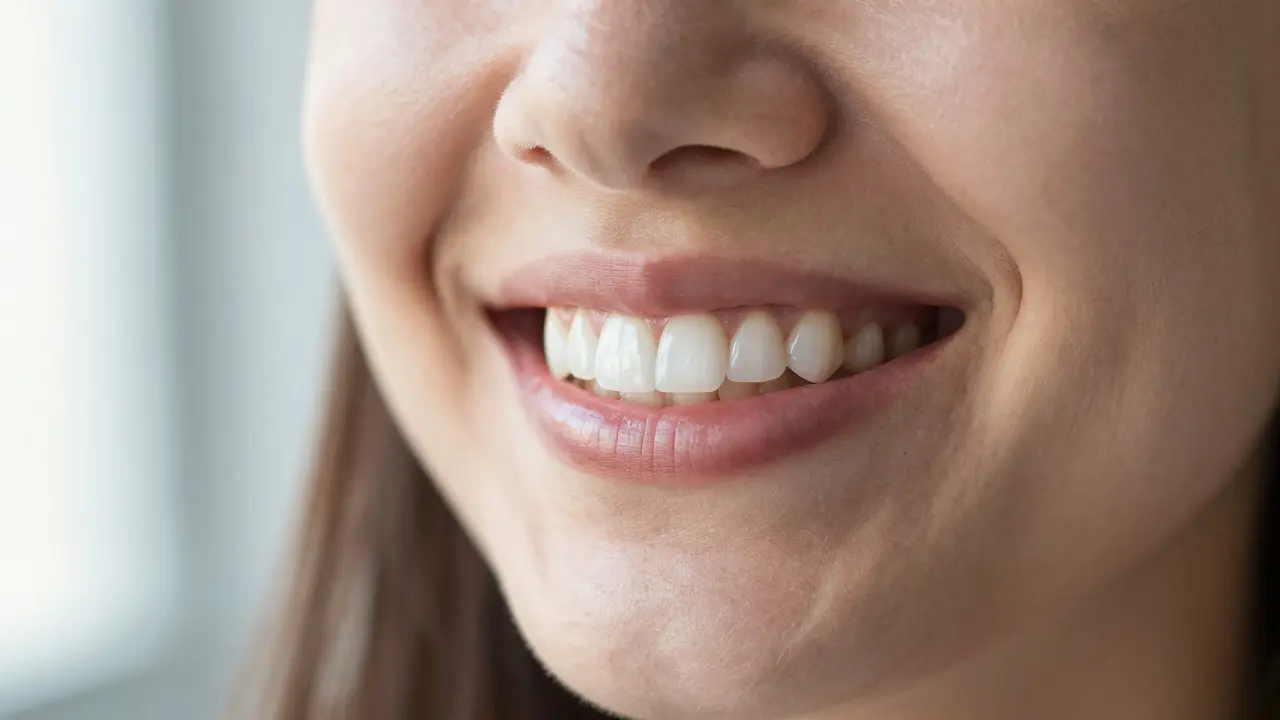 Úsměv člověka s přirozeně vypadajícími keramickými korunkami