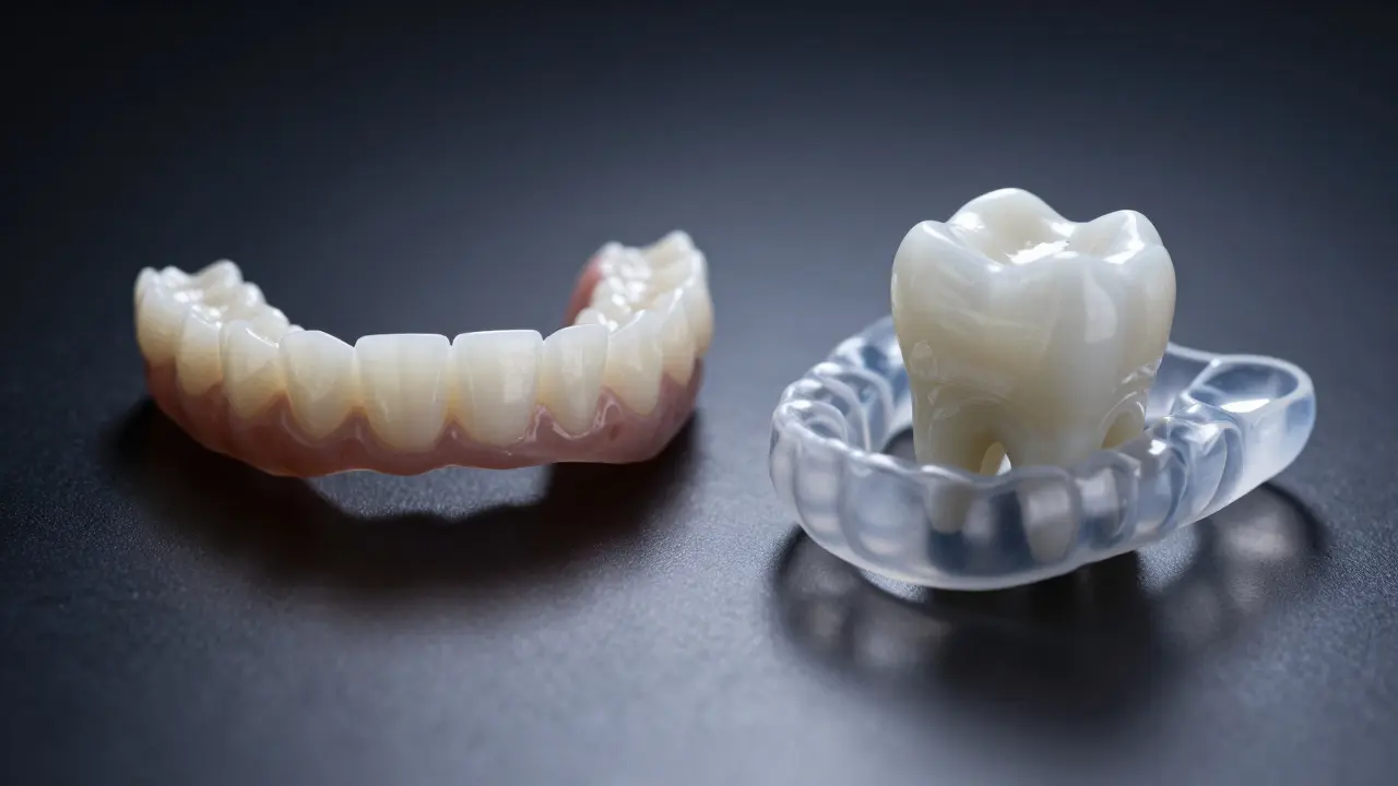 Keramická fazeta a chránič proti skřípaní zubů