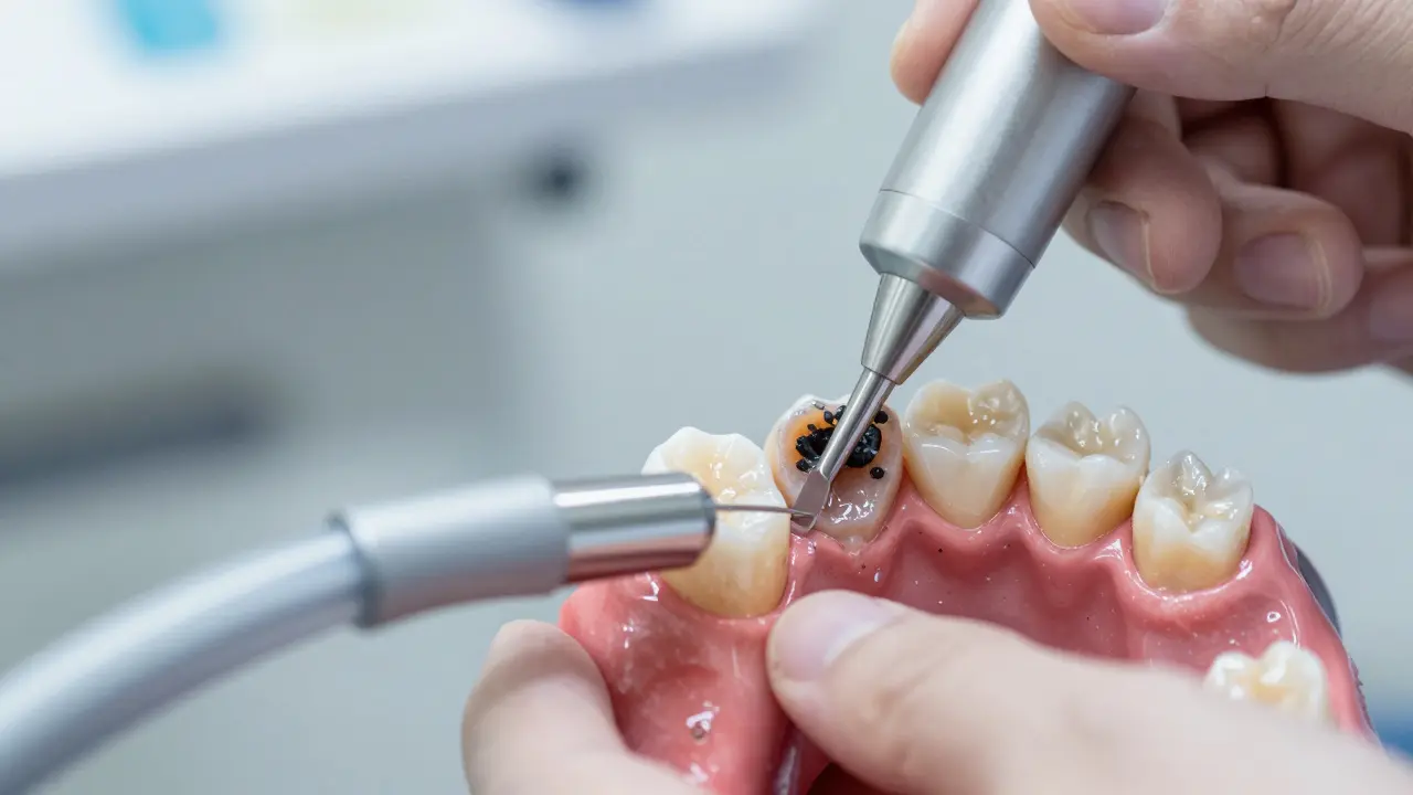 Odstraňování zubního kamene pomocí ultrazvukového aparátu