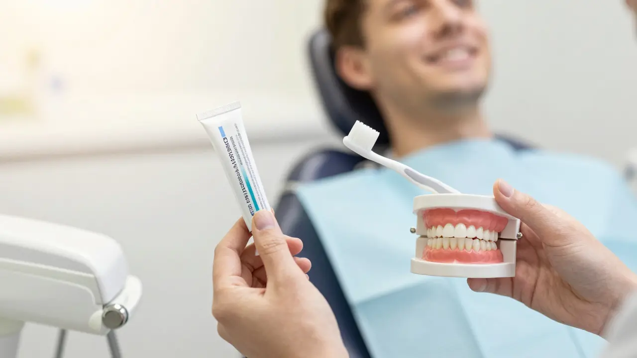 Stomatologická péče: fluoridový gel a mezizubní kartáček