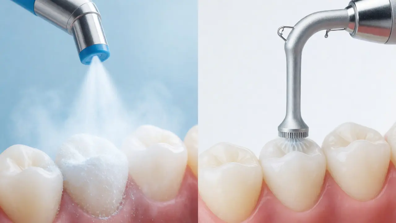 Porovnání metod čištění zubů pomocí Air Flow a ultrazvuku